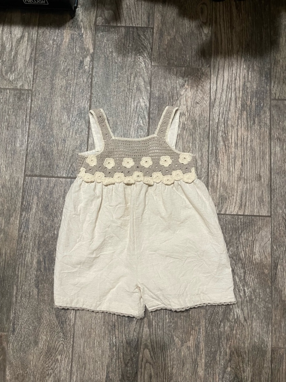 Zara Cream Crochet-Trim Romper